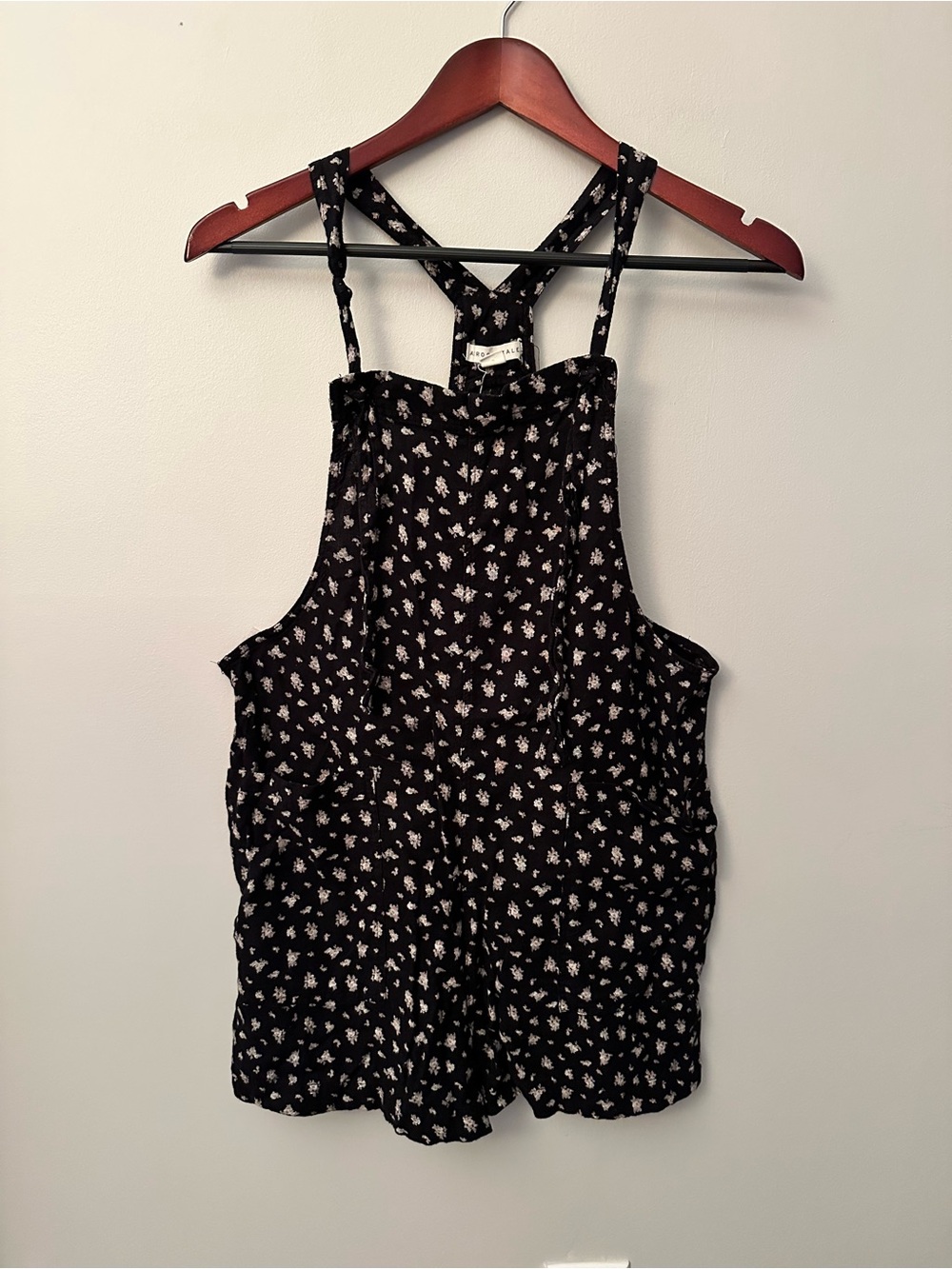 Aeropostale Black Floral Romper Overalls
